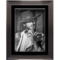Affiche encadrée Noir et Blanc: Clint Eastwood - 50x70 cm (Cadre Glascow)